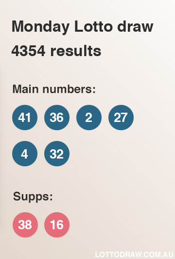 Monday Lotto results and numbers for draw number 4354