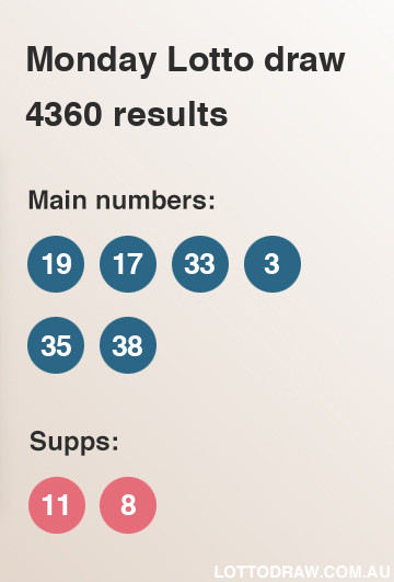 Monday Lotto results and numbers for draw number 4360