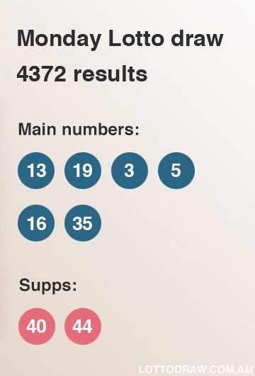 Monday Lotto results and numbers for draw number 4372