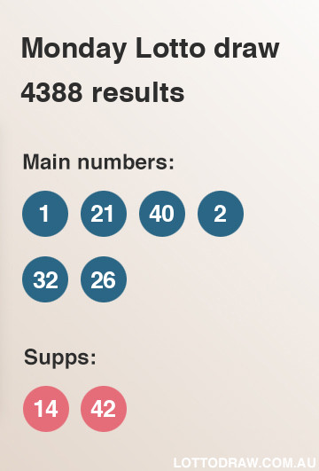 Monday Lotto results and numbers for draw number 4388