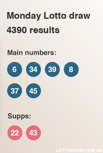 Monday Lotto results and numbers for draw number 4390