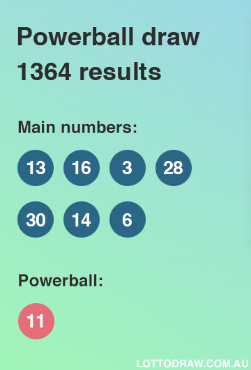Powerball results and numbers for draw number 1364