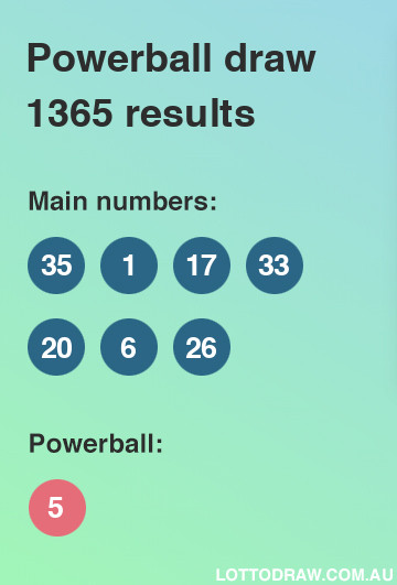 Powerball results and numbers for draw number 1365