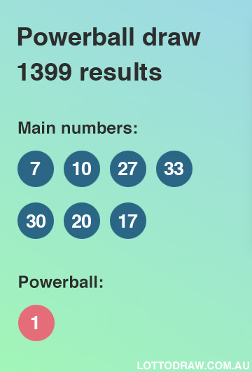 Powerball results and numbers for draw number 1399