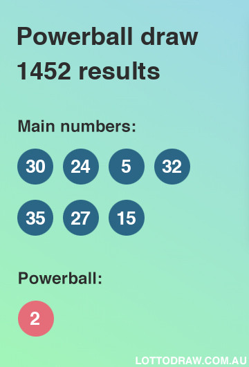Powerball results and numbers for draw number 1452