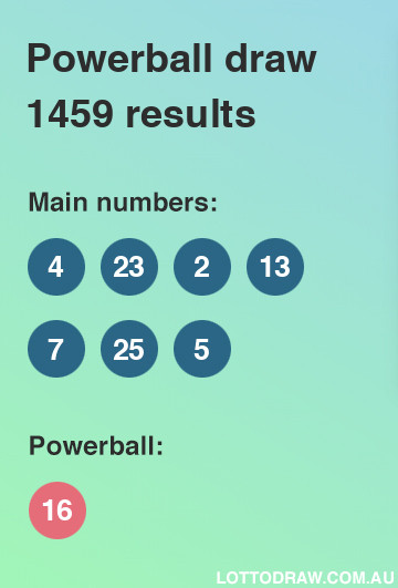 Powerball results and numbers for draw number 1459