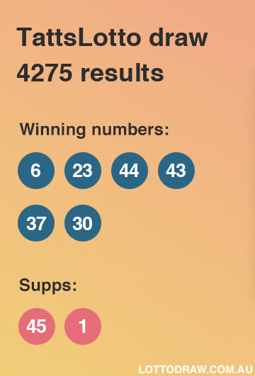 TattsLotto results and numbers for draw number 4275