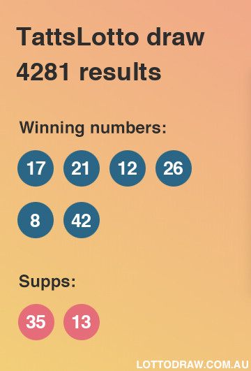 TattsLotto results and numbers for draw number 4281