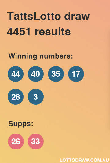 TattsLotto results and numbers for draw number 4451