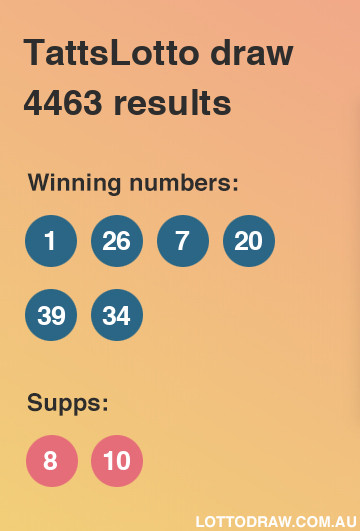 TattsLotto results and numbers for draw number 4463
