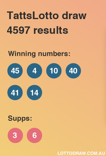 TattsLotto results and numbers for draw number 4597