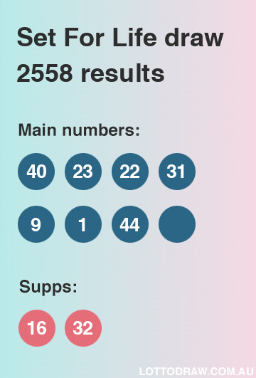 Set for Life results and numbers for draw number 2558