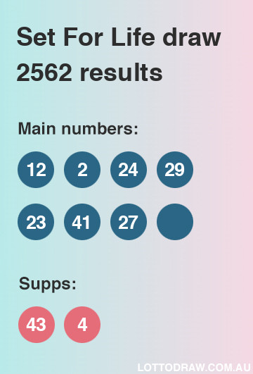 Set for Life results and numbers for draw number 2562