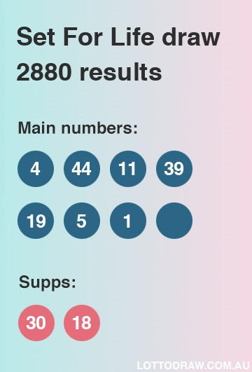Set for Life results and numbers for draw number 2880