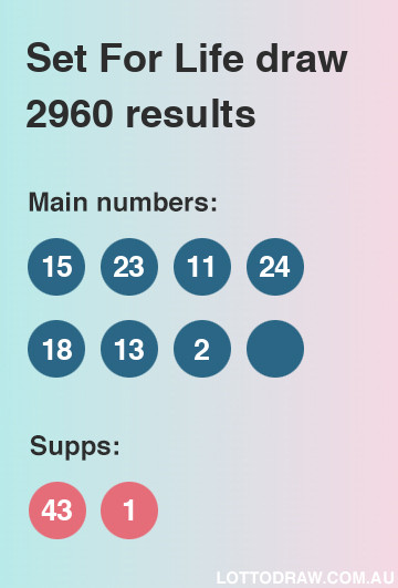 Set for Life results and numbers for draw number 2960