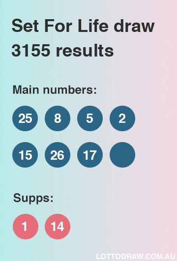 Set for Life results and numbers for draw number 3155