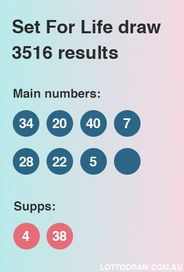 Set for Life results and numbers for draw number 3516
