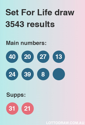 Set for Life results and numbers for draw number 3543