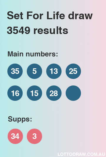 Set for Life results and numbers for draw number 3549