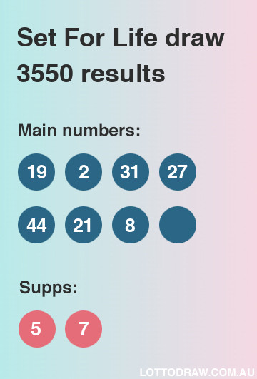 Set for Life results and numbers for draw number 3550