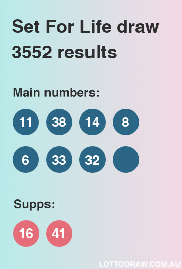 Set for Life results and numbers for draw number 3552