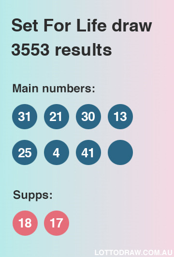 Set for Life results and numbers for draw number 3553