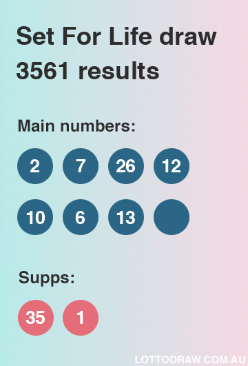 Set for Life results and numbers for draw number 3561