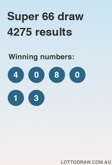 Super 66 results and numbers for draw number 4275